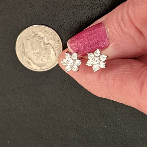 XTRA PICS - Diamond 14kt White Gold Earrings - Picture 8 of 13